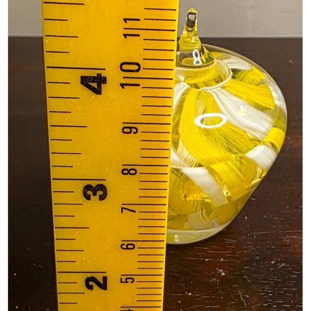 Paperweight Wheaton Village Art Glass Apple Swirl Decor Yellow